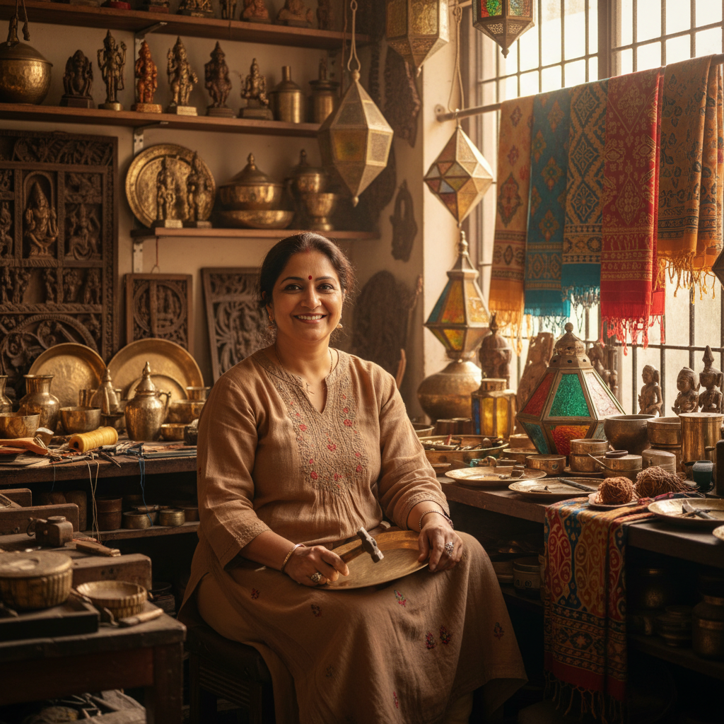 Indian artisan in workshop